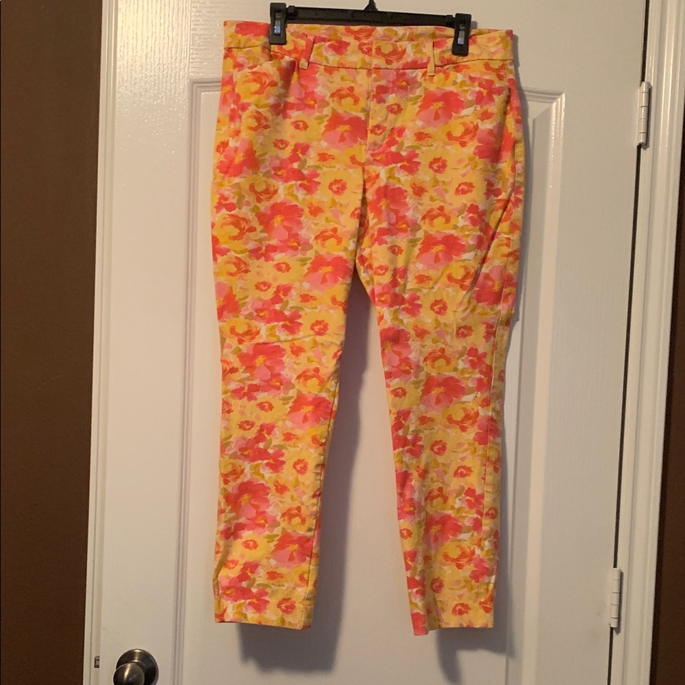 Old Navy Yellow and Pink Floral Pants